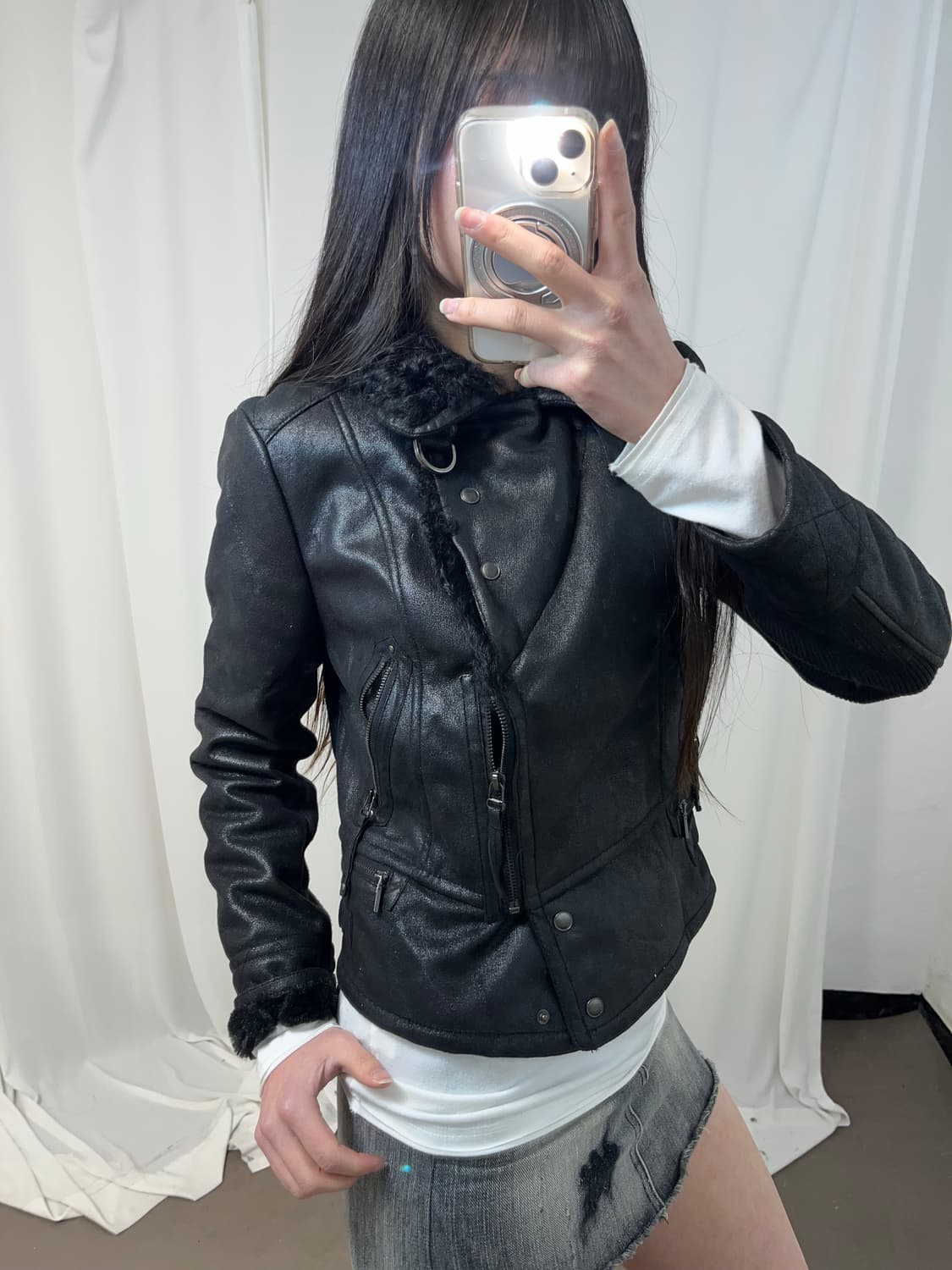 블랙 리얼 램퍼 무스탕 상품이미지8