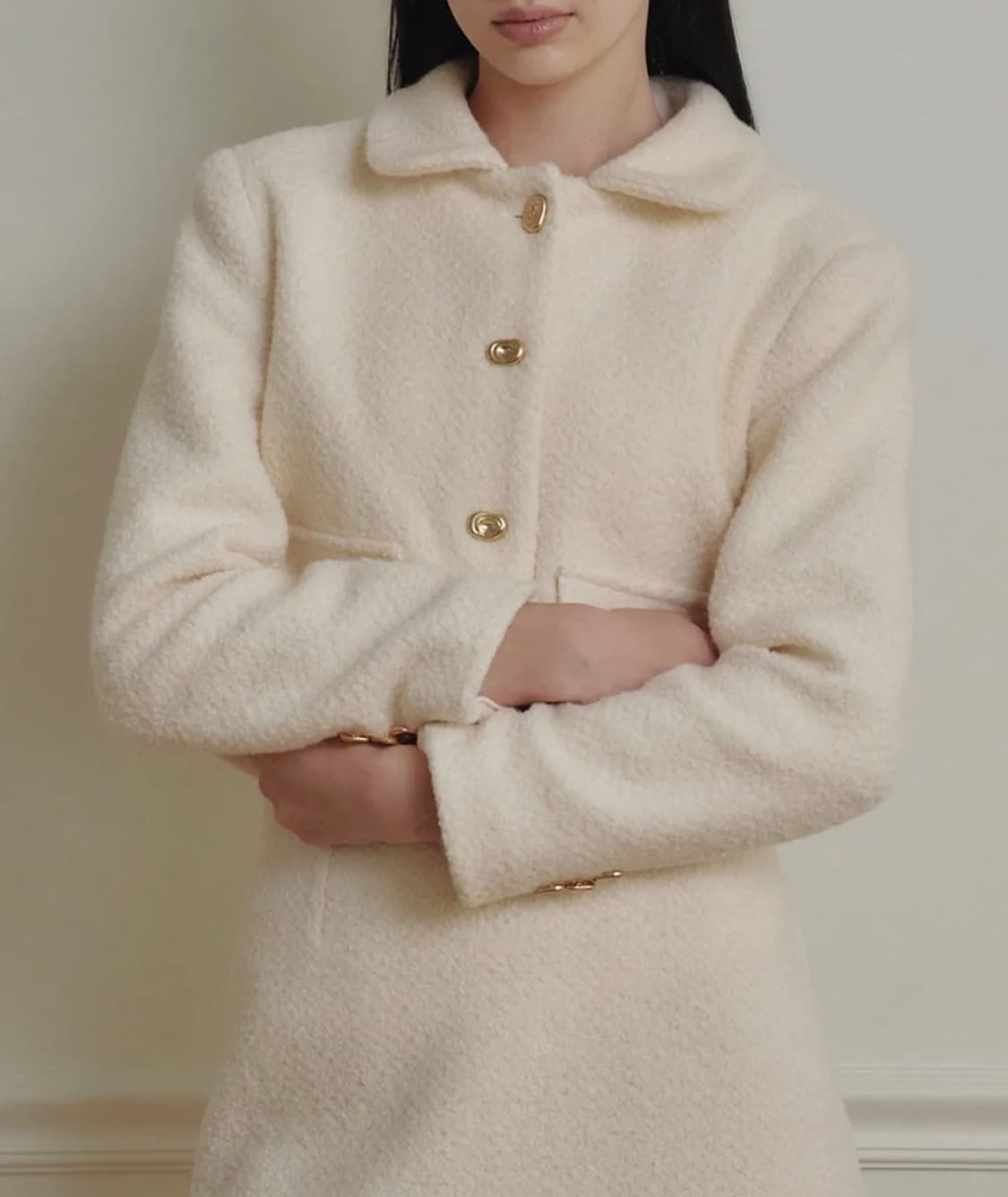 마롯 쁘띠 카라 울 트위드 자켓_크림 크림 / M 상품이미지5