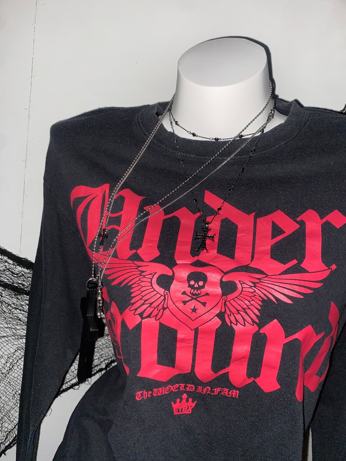 펑크 y2k 스컬 날개 롱슬리브 ໒꒱ 상품이미지4