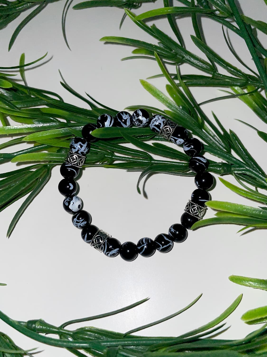 블랙 앤 화이트 마블 팔찌 상품이미지1