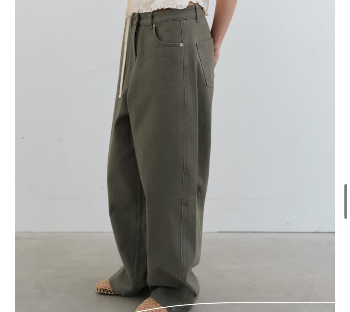 오비르 커브드 팬츠 카키M 새상품 상품이미지3