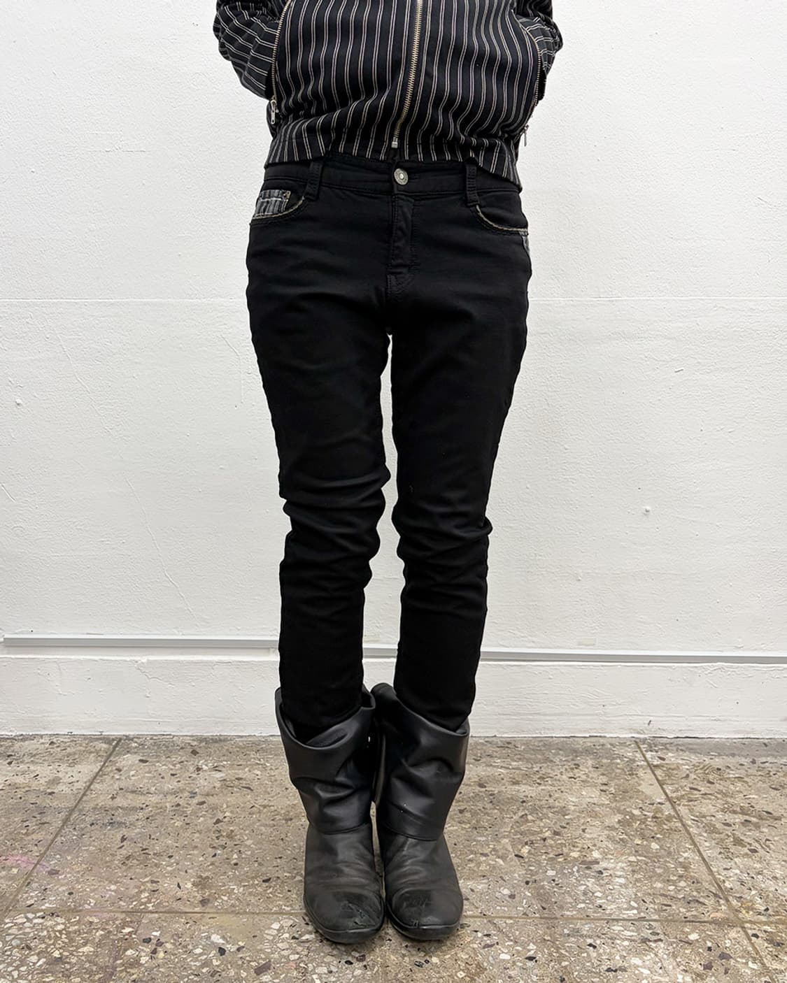 빈티지 플레이드 포켓 슬림 팬츠 상품이미지1