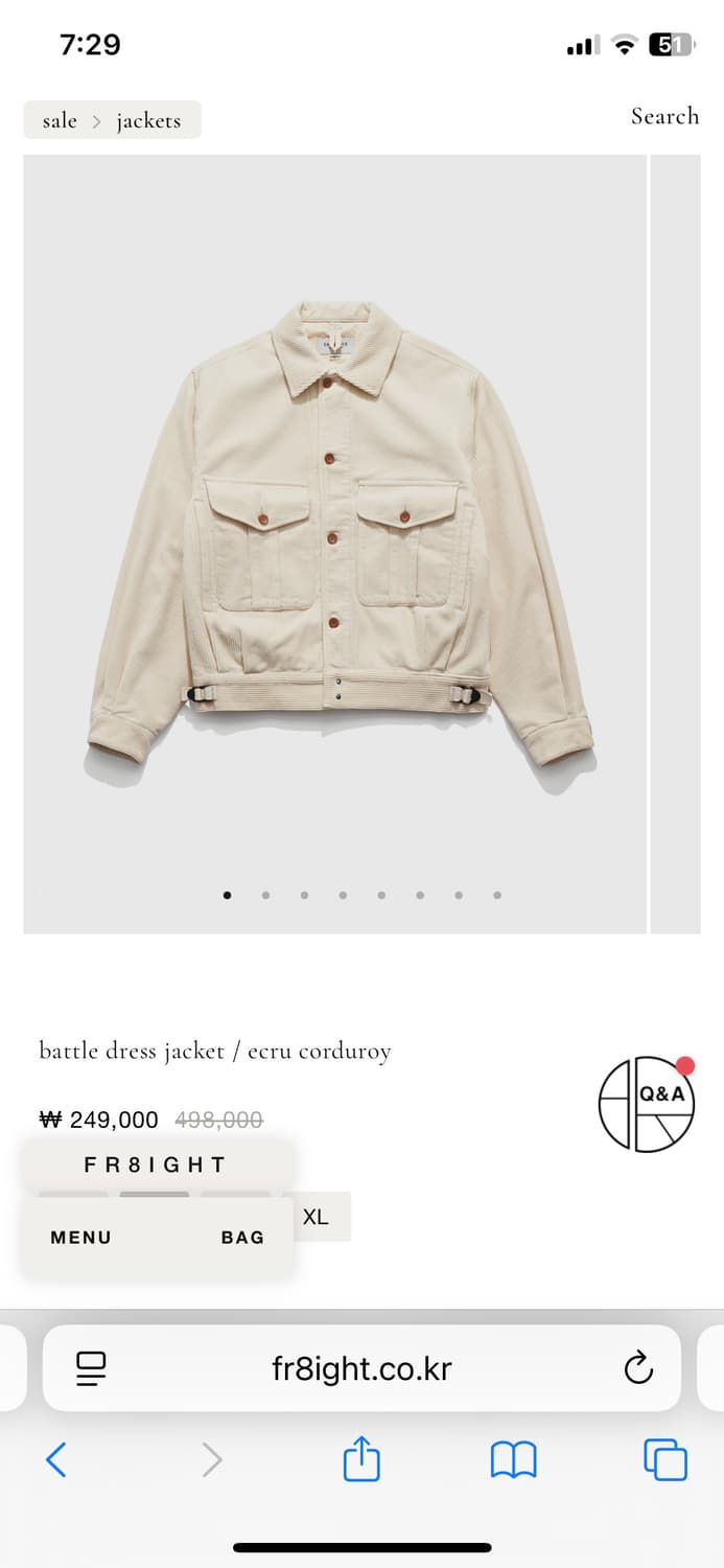 이스트로그 23FW 배틀드레스 자켓 에크루 M 상품이미지1