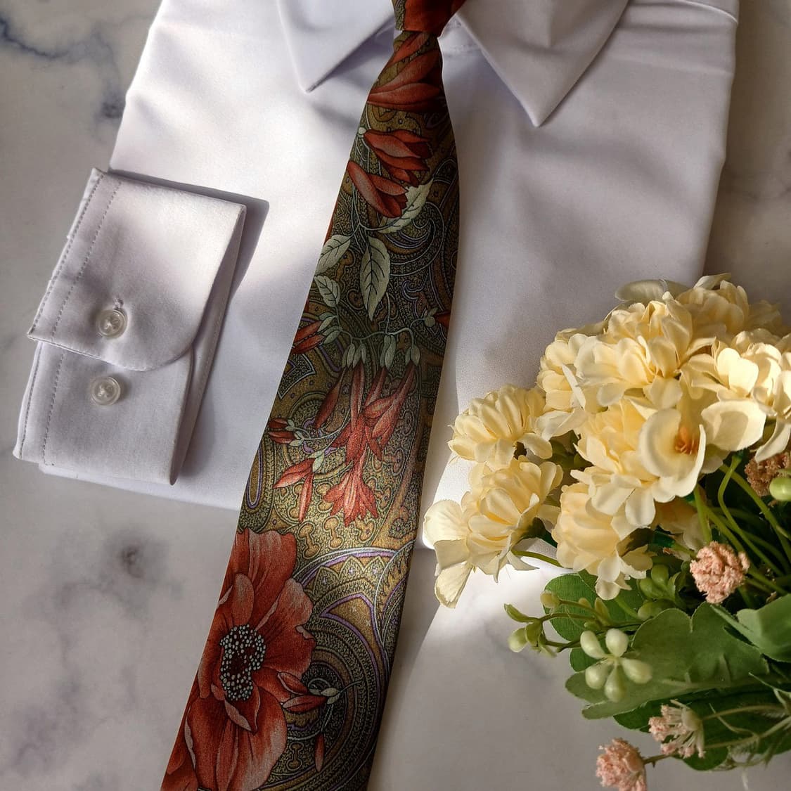 휴고보스 실크 플라워 페이즐리 넥타이 9.5cm A+등급 A19570
 상품이미지7