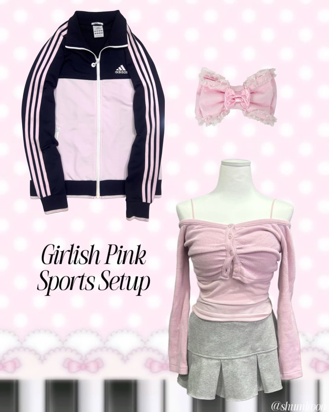 [셋업] 미소녀 핑크 스포티 아디다스 져지 상품이미지1