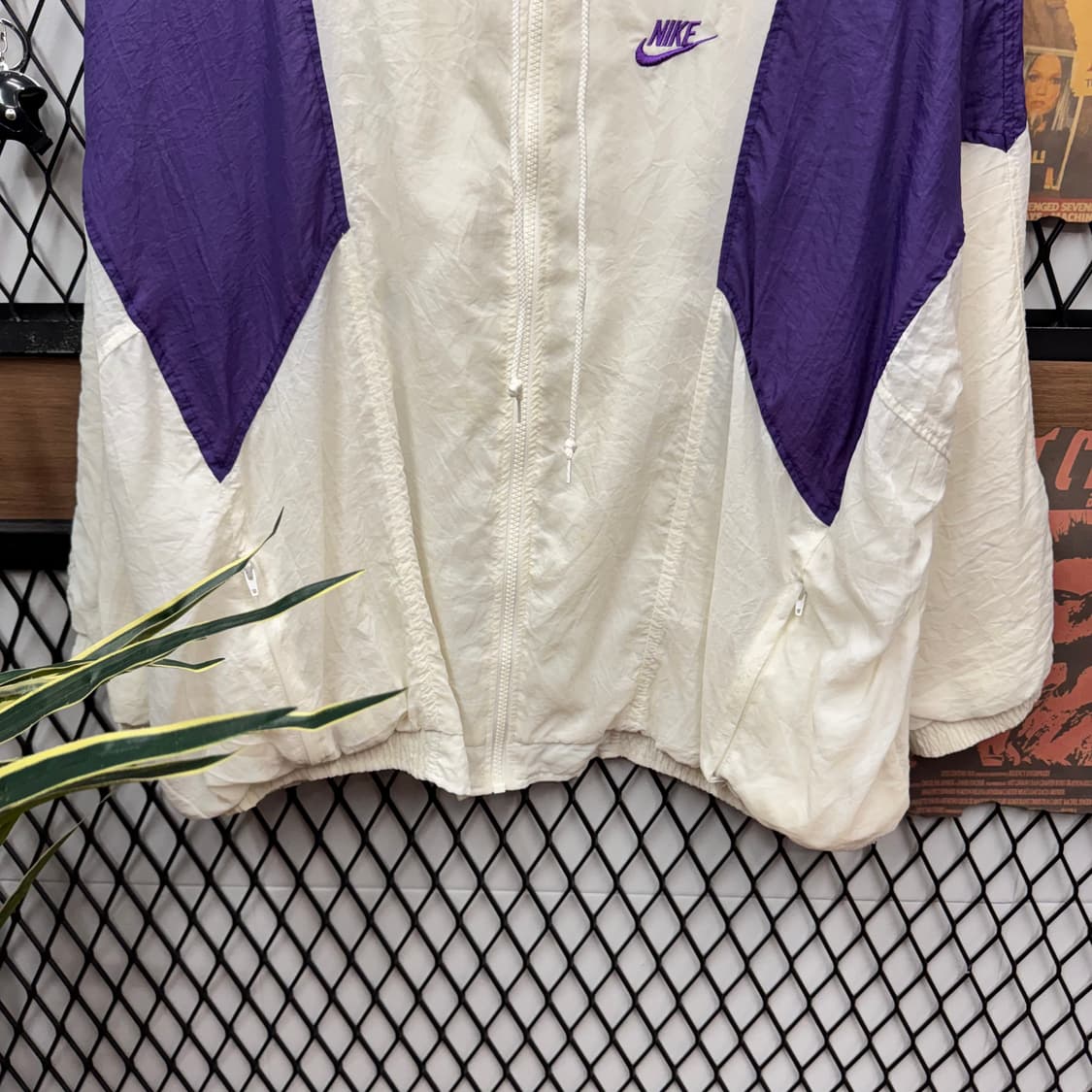 90s 나이키 바람막이 전면 로고 포인트 화이트퍼플 상품이미지4