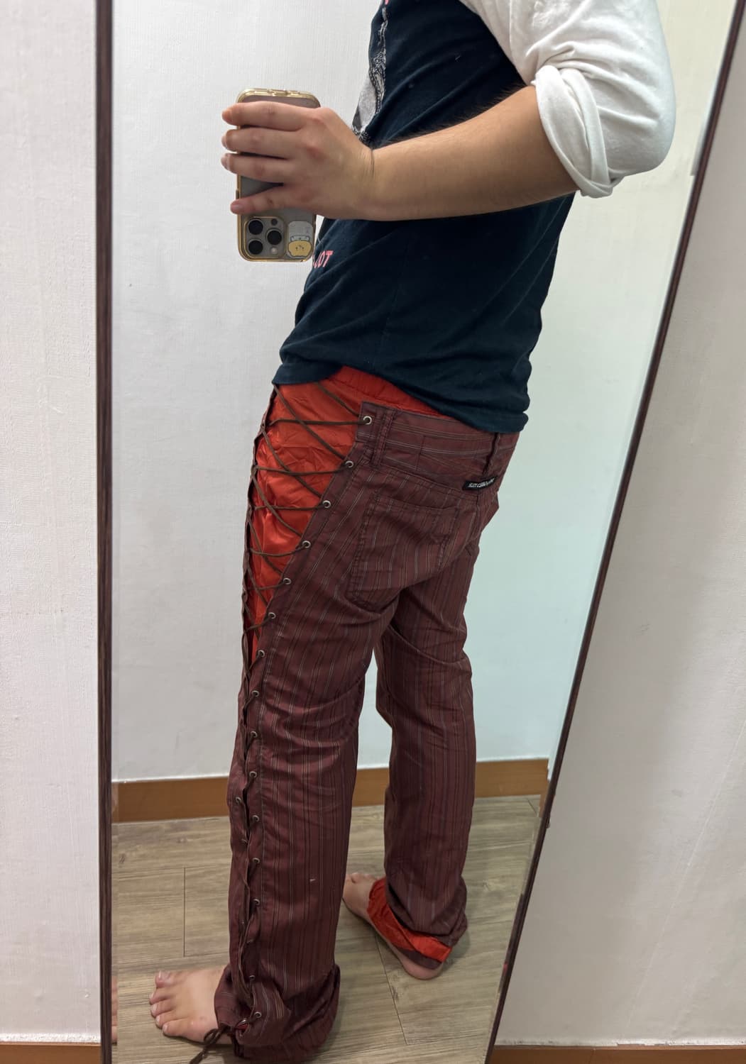 90s 장폴고티에 레이스업 스트라이프 팬츠 상품이미지4