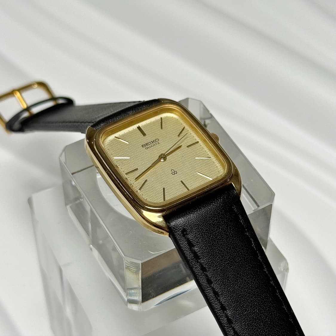 80's90's 빈티지 세이코 스퀘어 린넨 텍스처 워치  상품이미지6