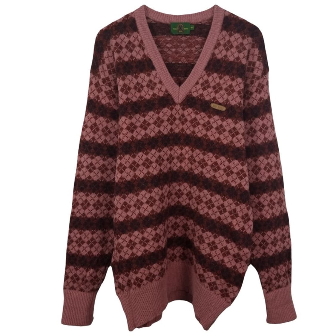 [헌트] 빈티지 패턴 오버핏 브이넥 니트 M18749 상품이미지2