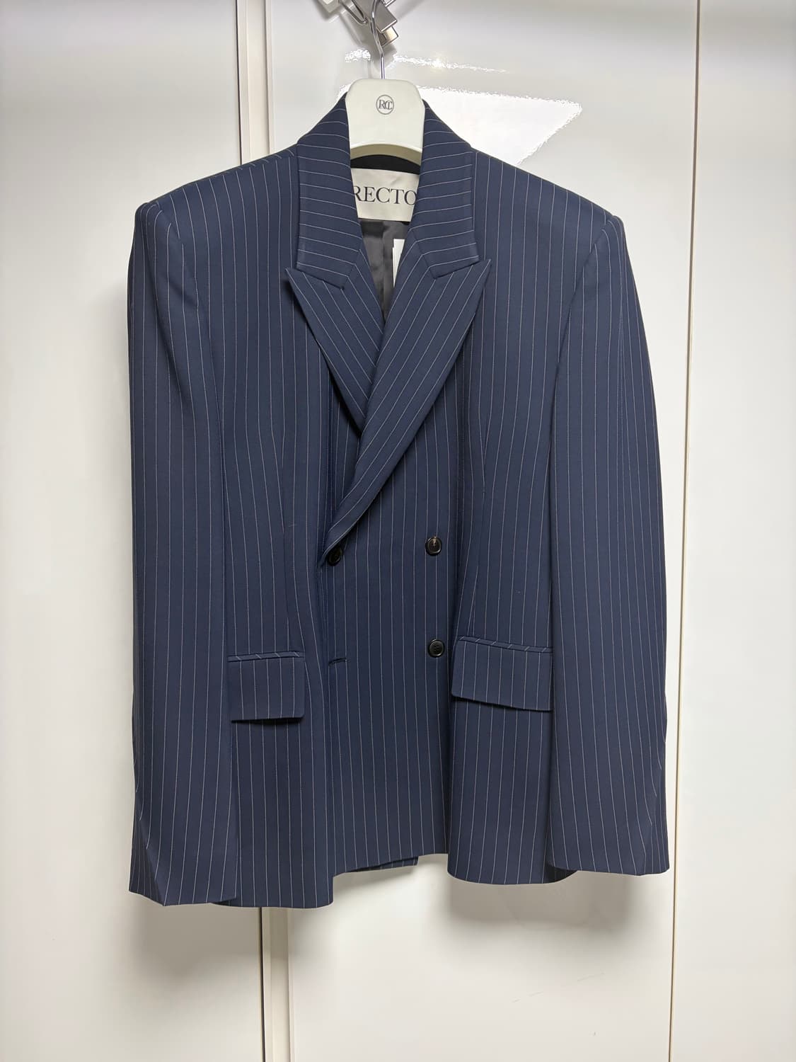 렉토 서스테너블 핀스트라이프 아워글라스 자켓 네이비 S사이즈 팜 상품이미지3