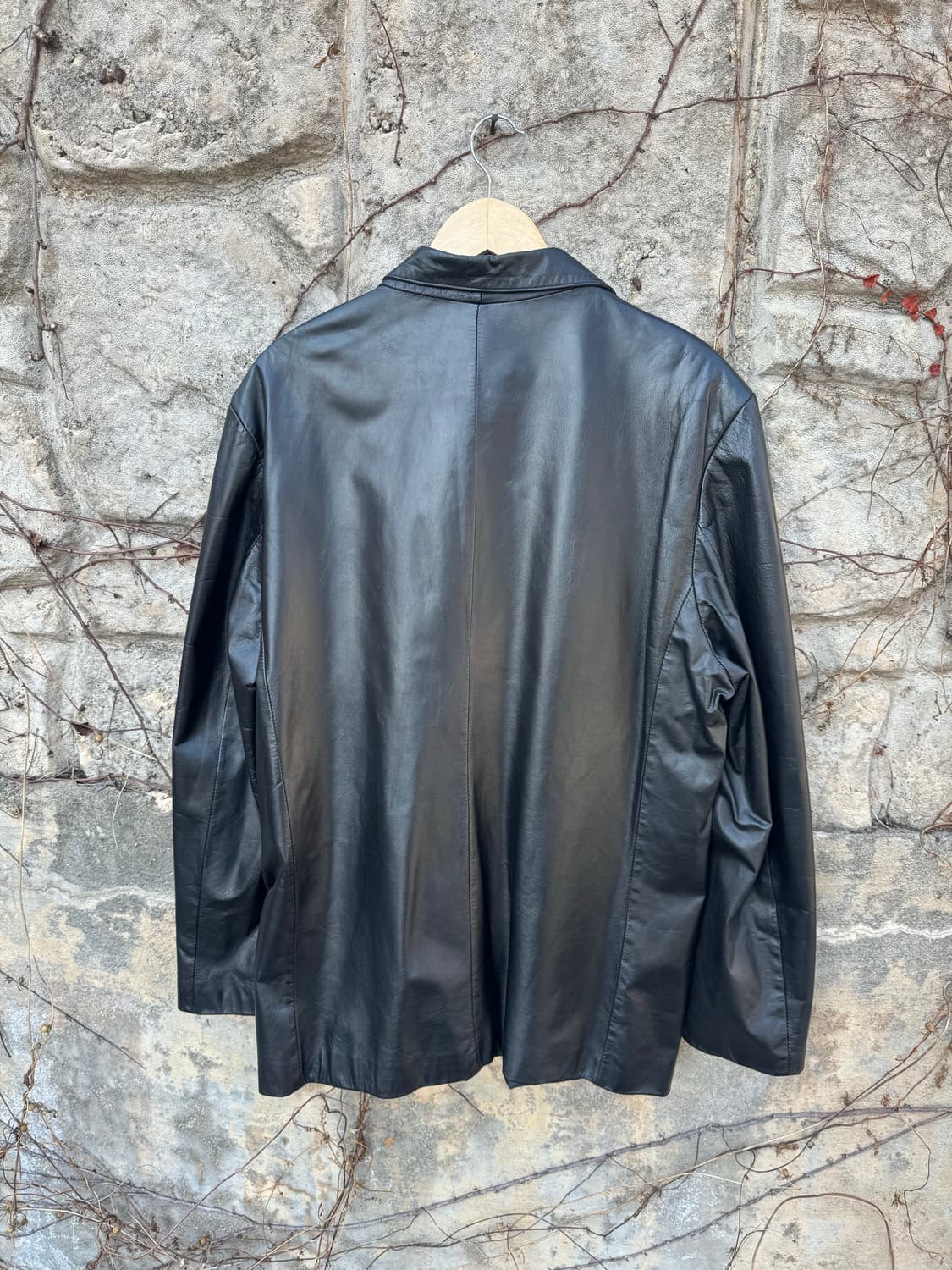 G.g.p 빈티지 소가죽 카코트 레더 블레이저 자켓 코트 블랙 상품이미지2