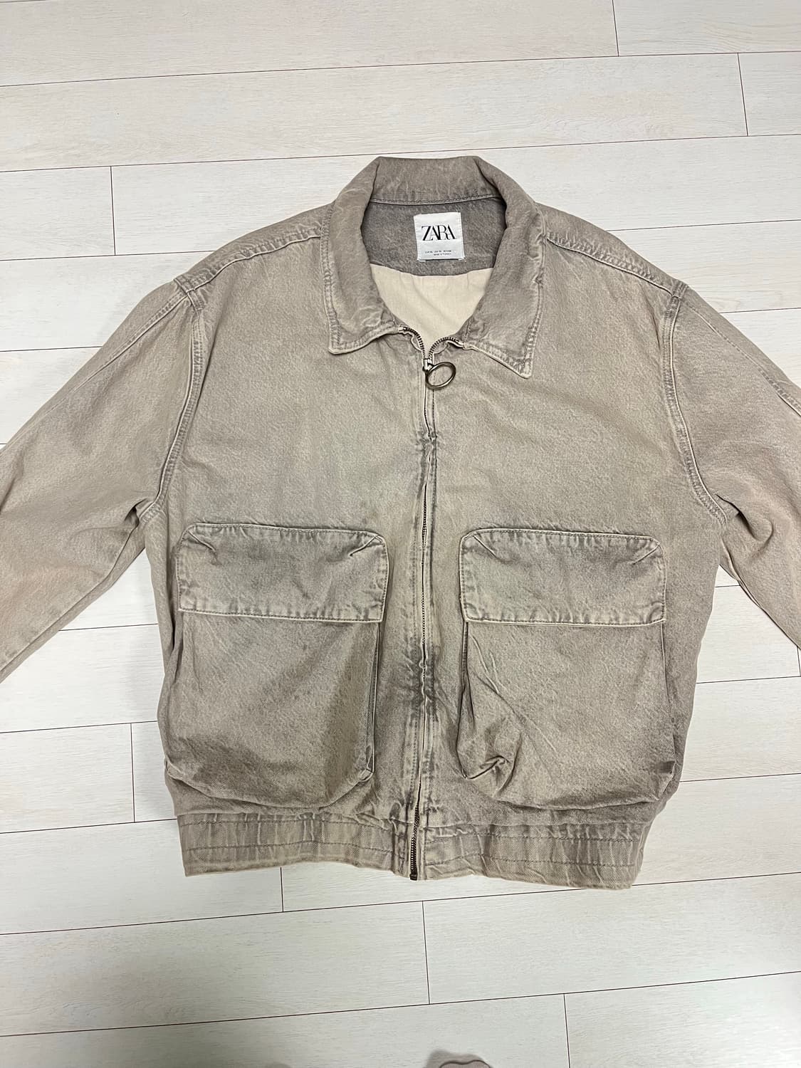 ZARA 베이지 코튼 블루종 워크자켓(XL) 상품이미지4