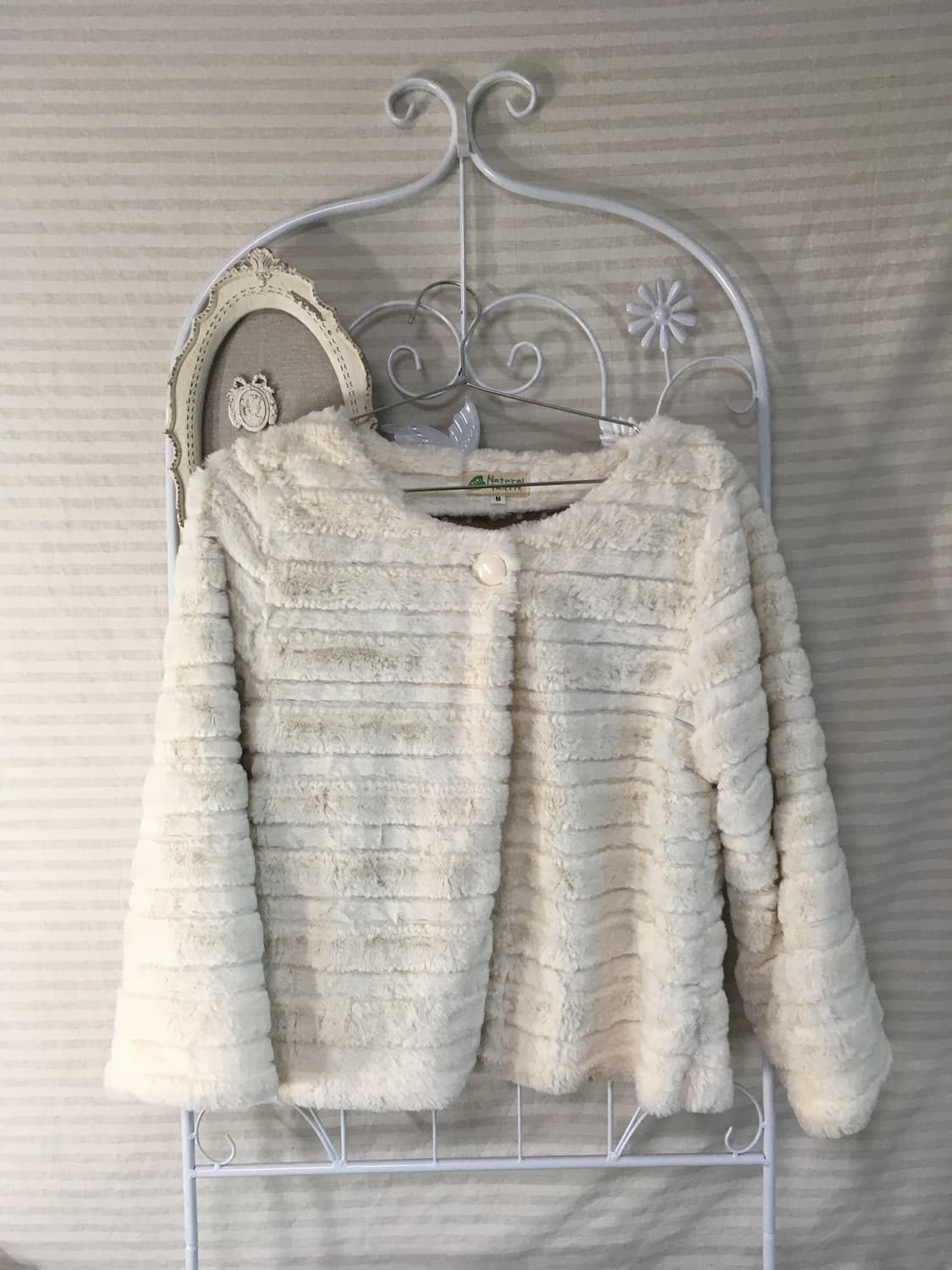 jpn vintage ivory fur button jacket 상품이미지1