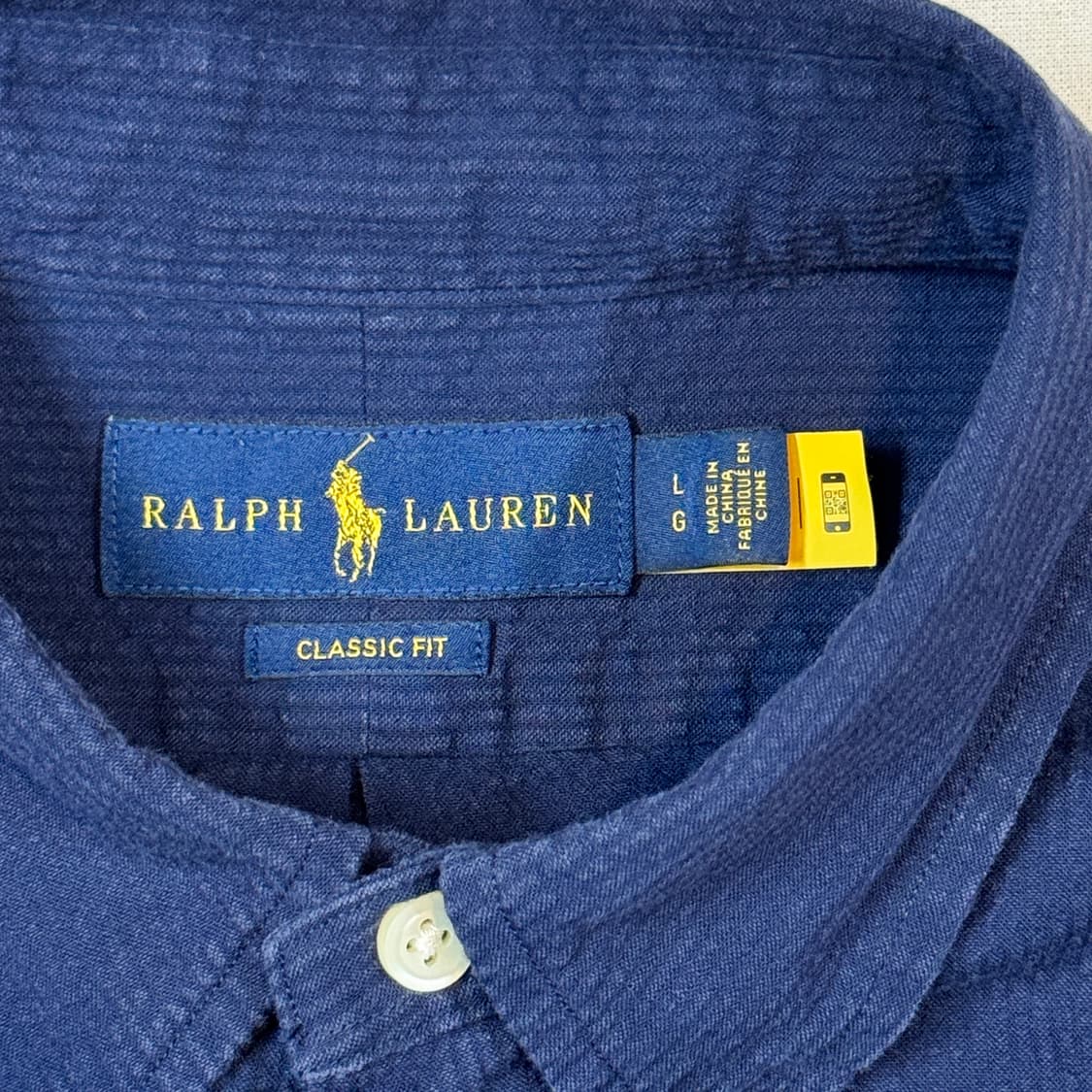 L) 폴로 랄프로렌 클래식핏 네이비 시어서커 린넨 셔츠 상품이미지6