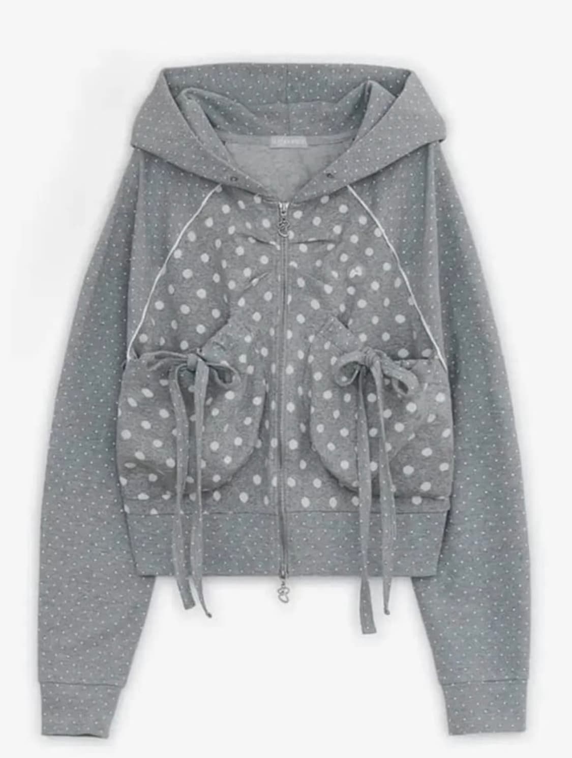 허그유어스킨 도트 빅 포켓 후드집업 그레이 상품이미지1