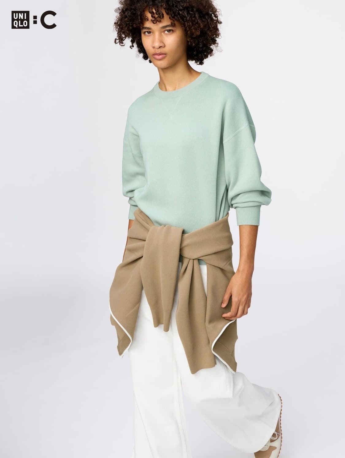 유니클로 스무드코튼크루넥스웨터 라이트 그린 상품이미지1