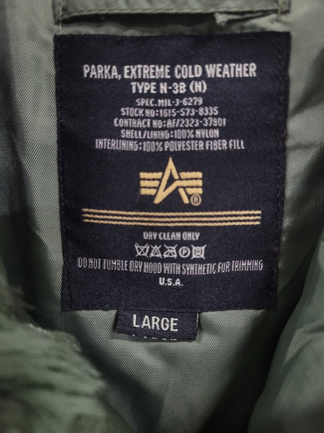 알파 인더스트리 N3B 엑스트림 파카 야상 L 상품이미지6