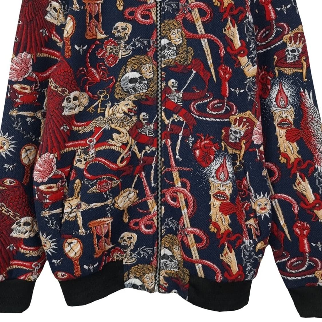 [자라] 빈티지 패턴 쟈카드 집업 블루종 자켓 M18703 상품이미지5