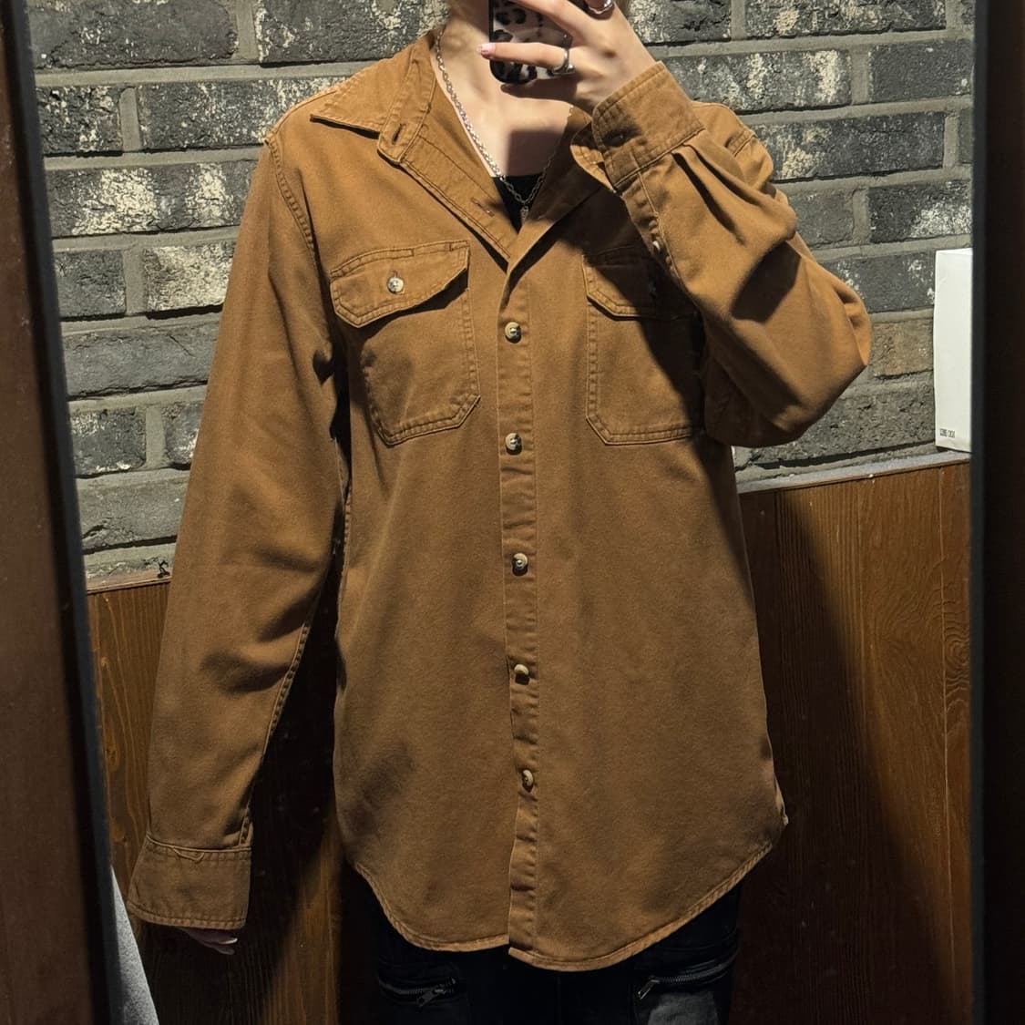 M) Wrangler 랭글러 투포켓 워크웨어 코튼 셔츠 브라운 상품이미지9