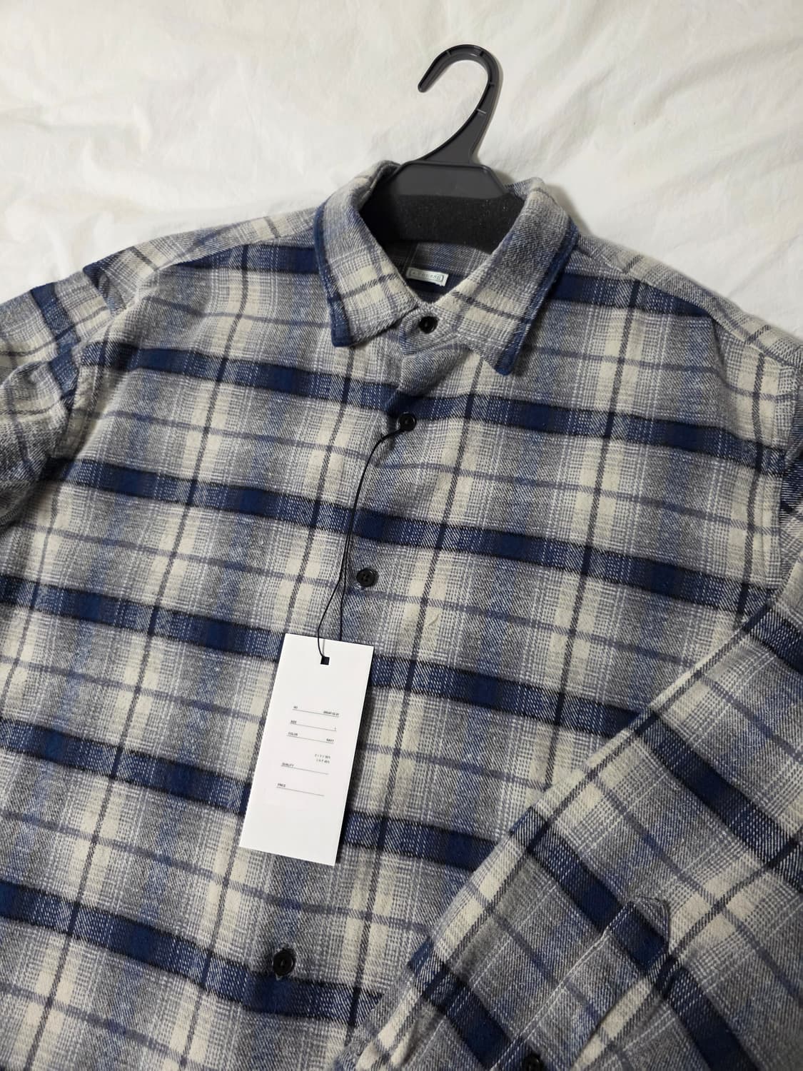 [1] 26ss 아프레쎄 빈티지 실크냅 체크셔츠(네이비) 상품이미지4