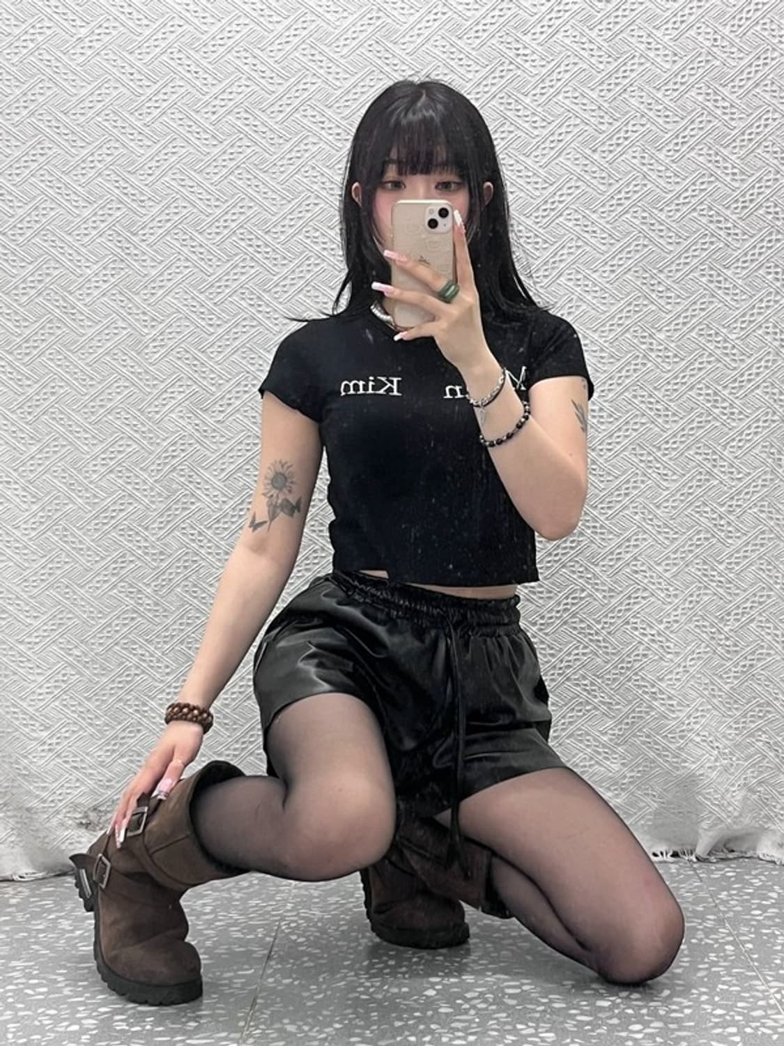 마똉킴 빈티지 캐주얼 레터링로고 크롭 반팔티 85 C12241 상품이미지1