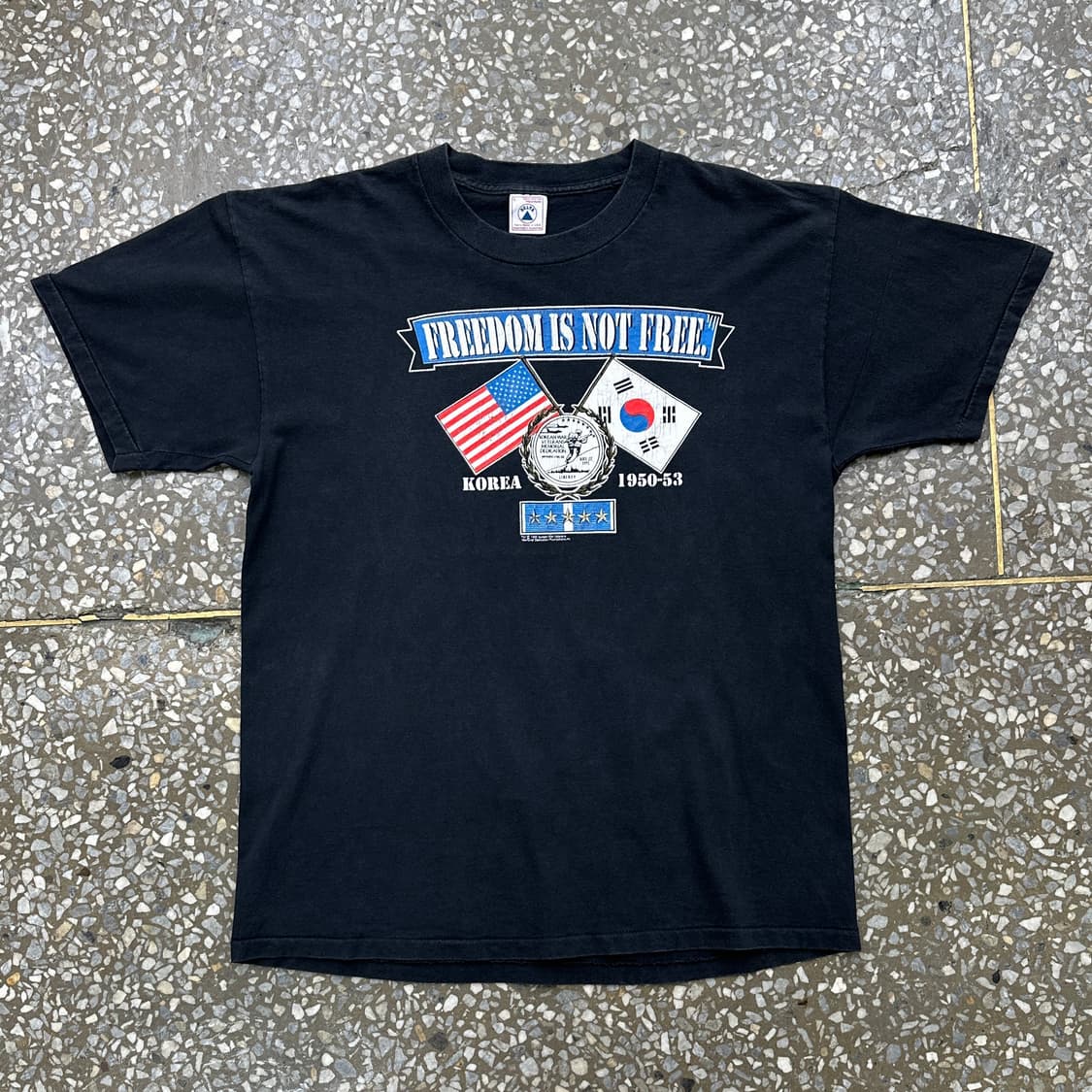 90s 한국전쟁 자유는 공짜가 아니다 빈티지 싱글스티치 티셔츠 L 상품이미지2