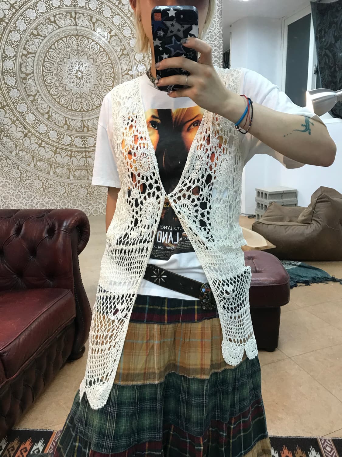 그물 니트 여성 베스트 가디건 상품이미지2