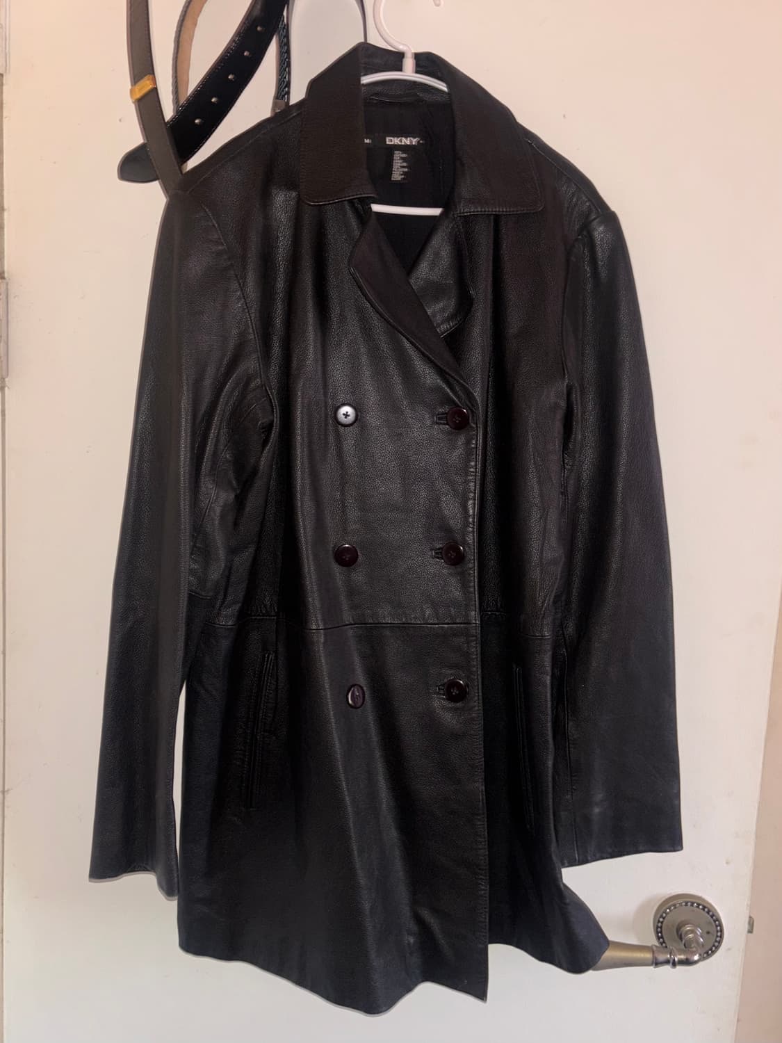 90s DKNY 레더 피코트 상품이미지1
