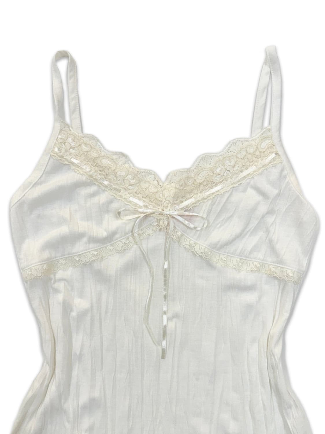 빈티지 화이트 레이스 리본 슬리브리스 상품이미지3