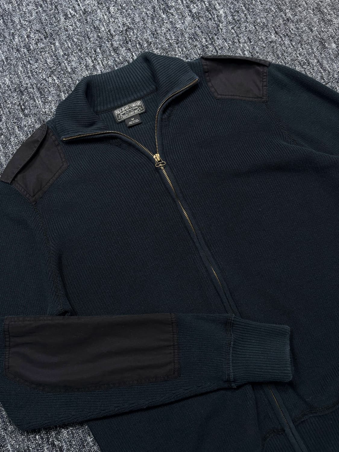 폴로 진스 숄더 엘보우 패치 니트 집업 상품이미지5