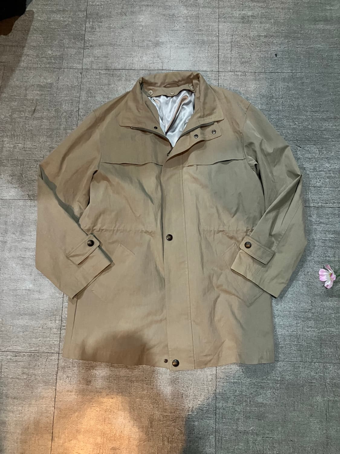 일본빈티지 올드스쿨아메카지 혁오풍 누빔 사파리트렌치코트 상품이미지1