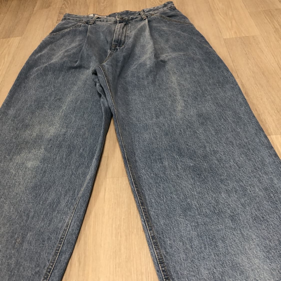 (31) 유스 Youth 스트럭쳐 와이드 투턱 데님 라이트 블루 상품이미지3