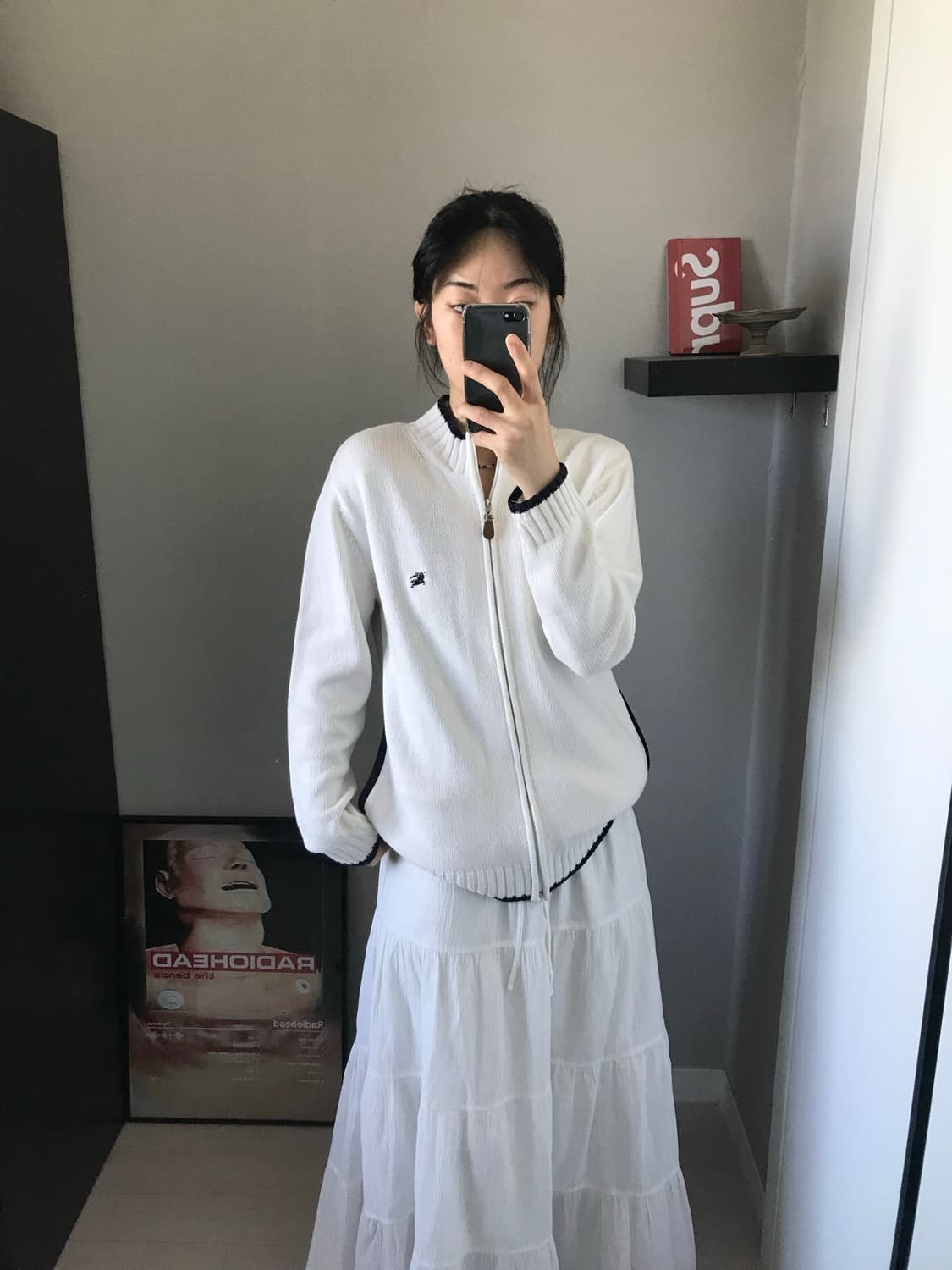 버버리 블랙라벨 자수로고 화이트 니트 풀집업 상품이미지4