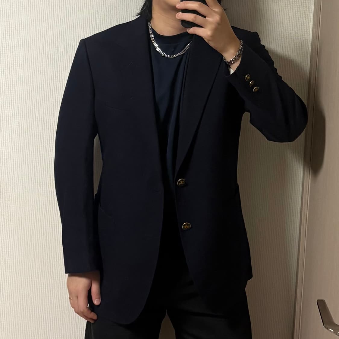 빈티지 버버리 금장 울 블레이저 네이비 자켓 상품이미지1