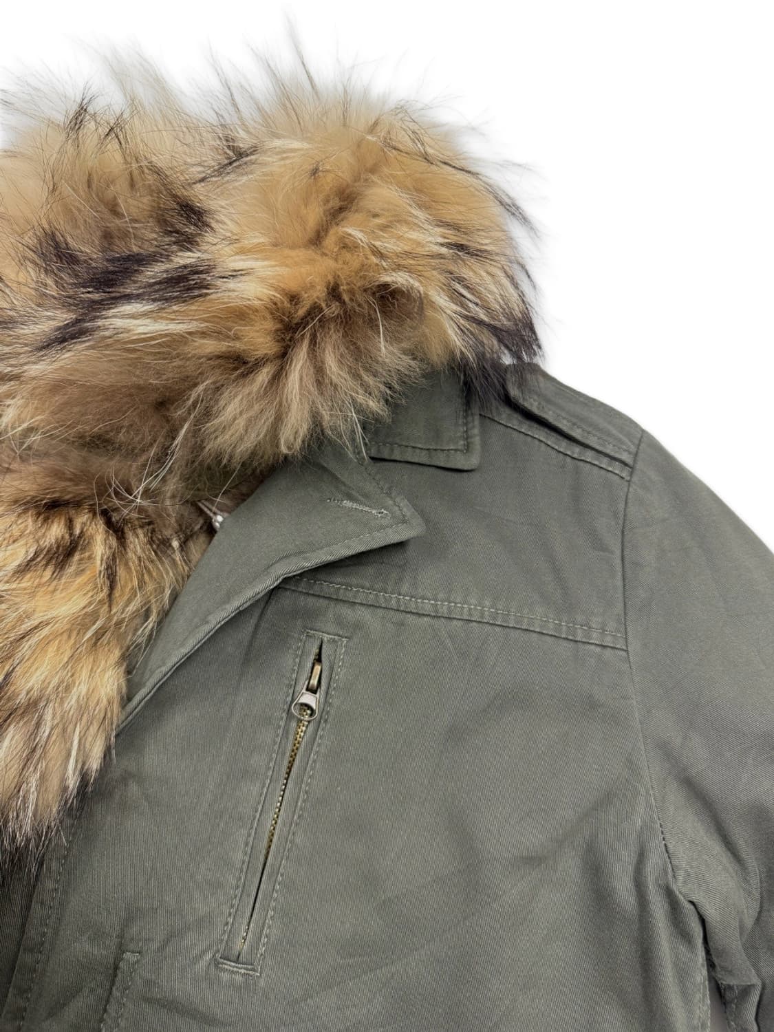 빈티지 DUALGARNET 카키 퍼 패딩 자켓 상품이미지4