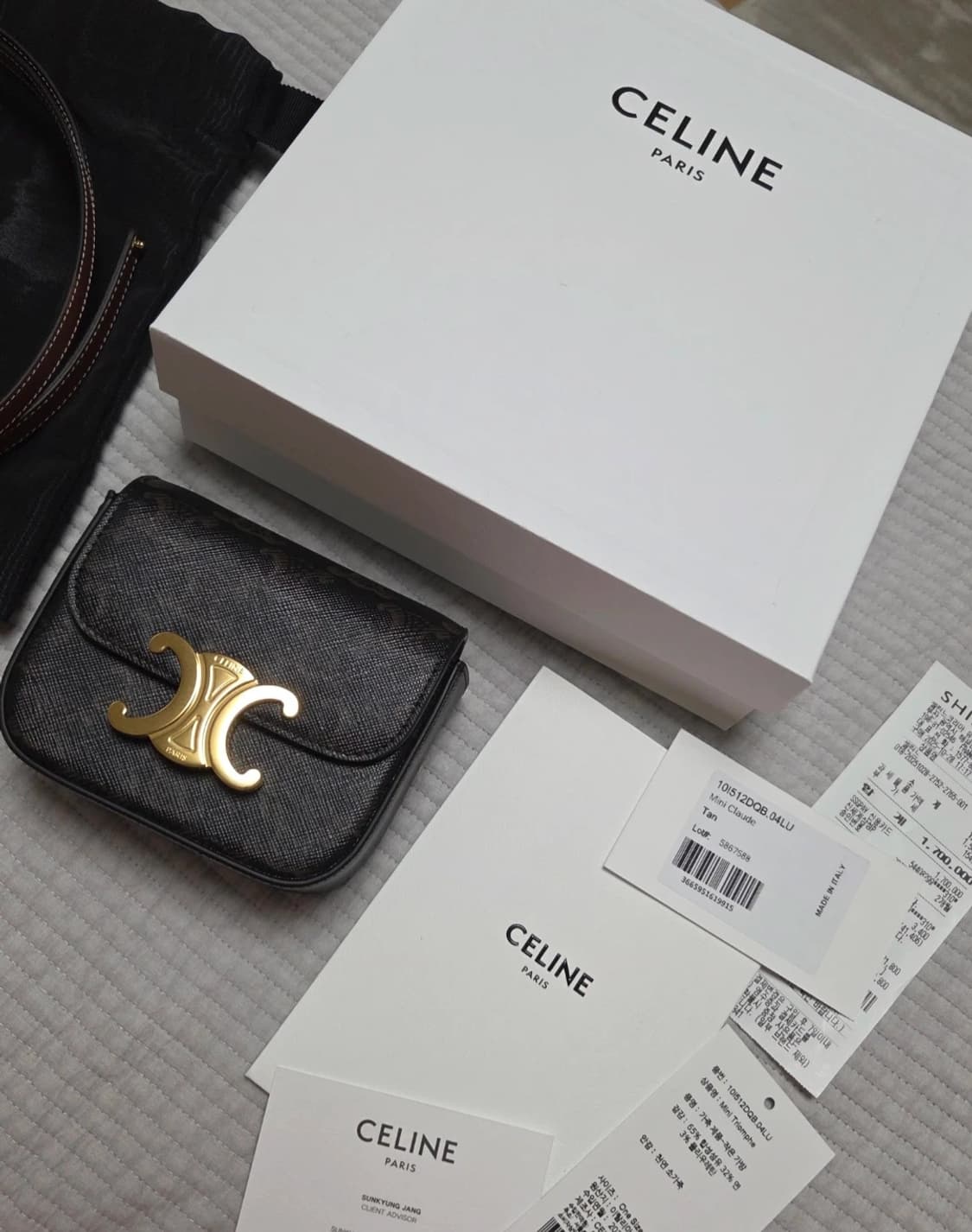 (정품)셀린느 미니 클로드백 트리옹프 캔버스 카프스킨 상품이미지1