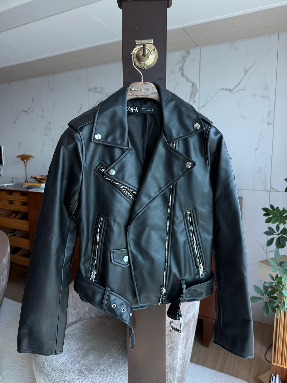 ZARA 여성 가죽 라이더 자켓 상품이미지3