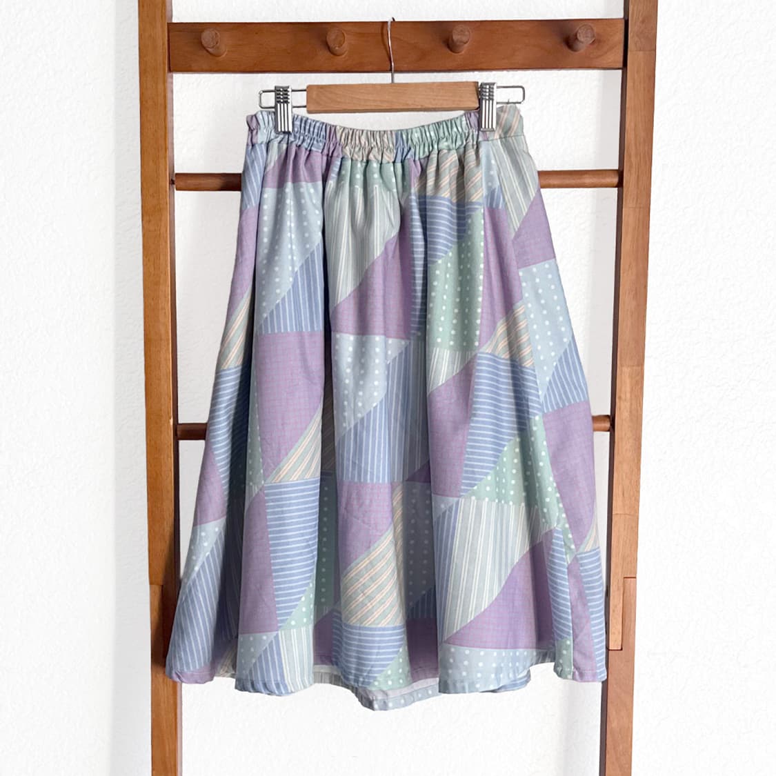 라일락 패치워크 플리츠 스커트 상품이미지5