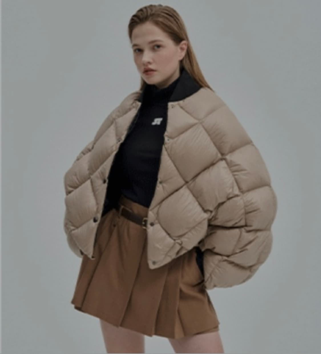 한섬 시스템 2022 구스다운 퀼팅 케이프 F사이즈 (미사용) 상품이미지1