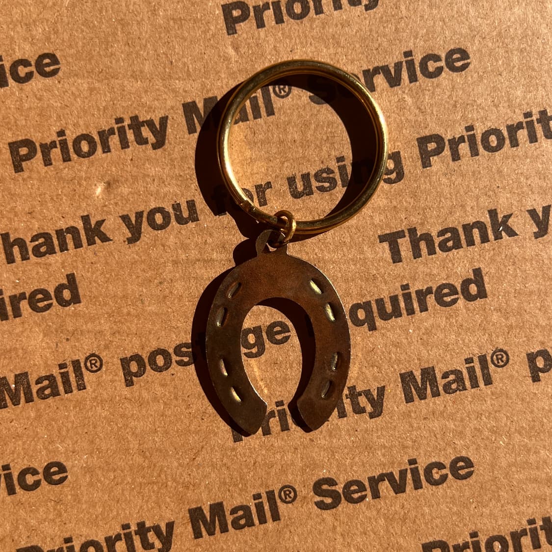 90s vtg Horseshoe Lucky Metal Keyring 상품이미지2