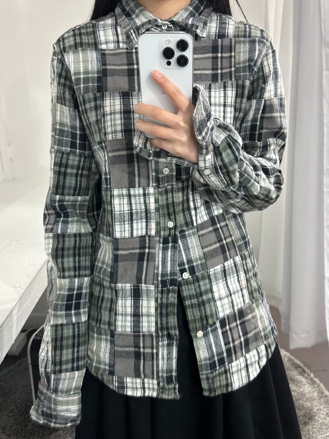 patchwork check shirt 상품이미지1