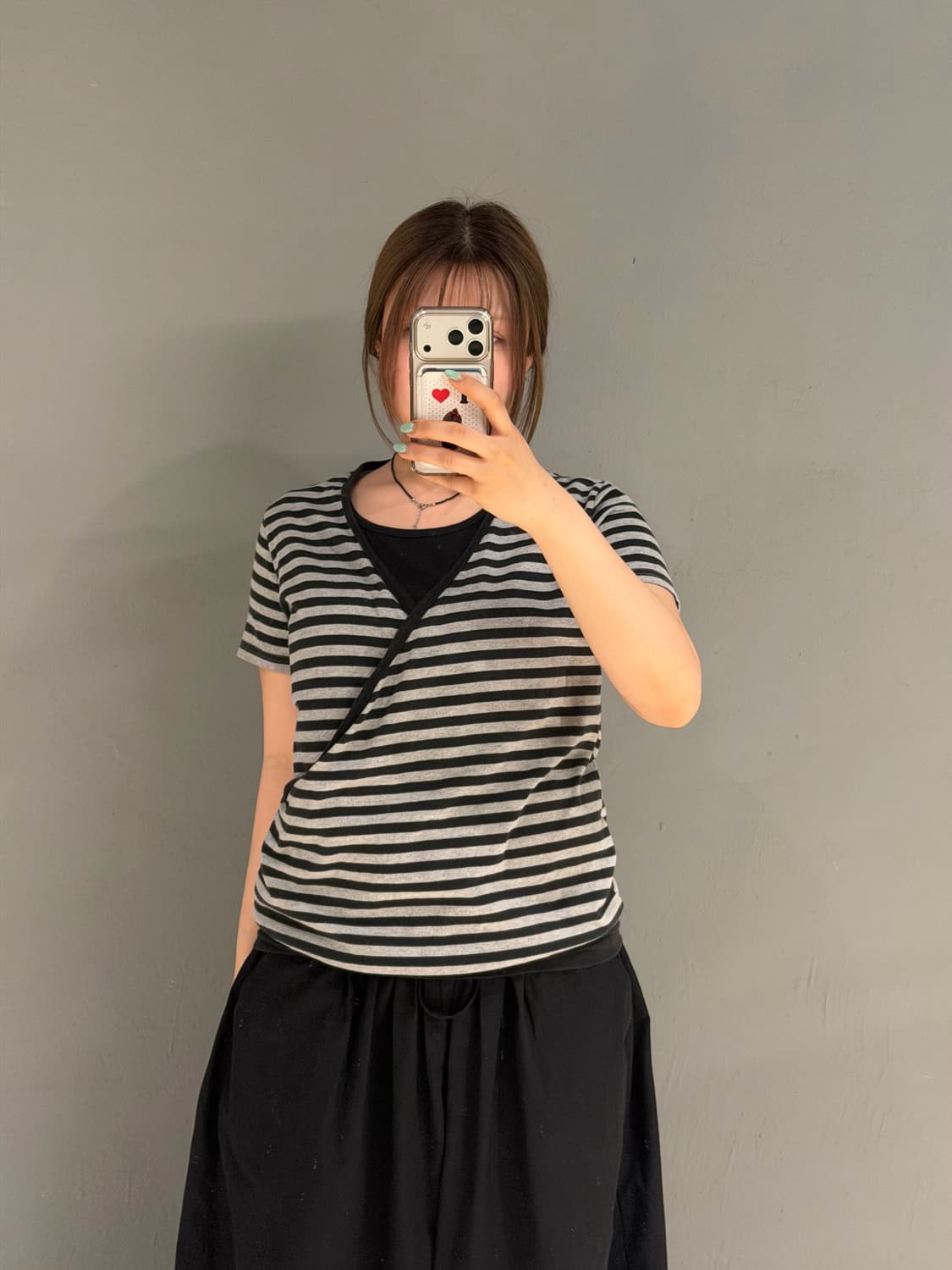 wrap design layered detail tee  상품이미지1