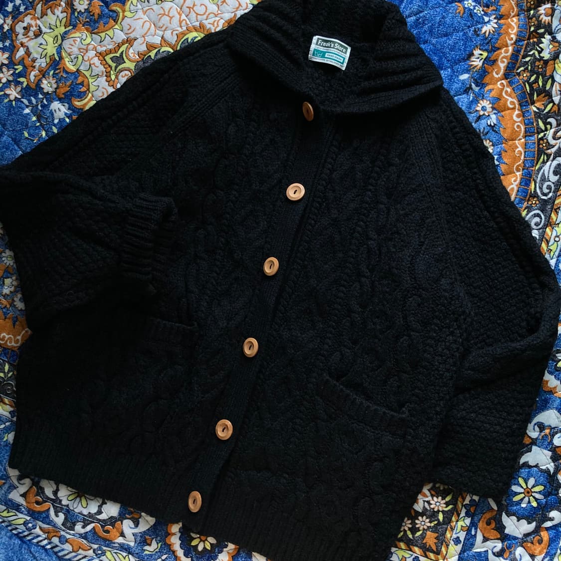 Freak's store 프릭스스토어 피셔맨 버튼 헤비 울 가디건 블랙 상품이미지2