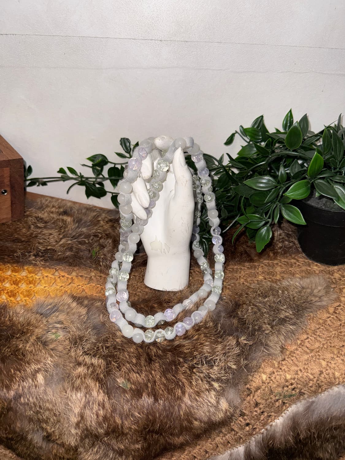 Ash purple strap beads necklace  상품이미지1