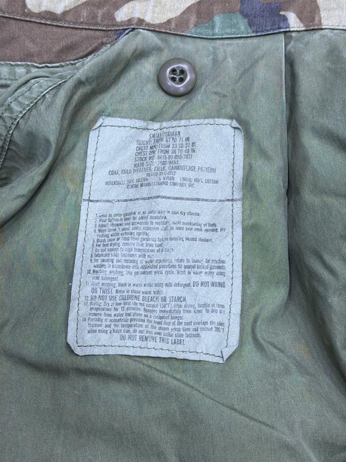 오리지널 M65 우드랜드 밀리터리 카모 필드자켓 야상 S 레귤러 상품이미지8