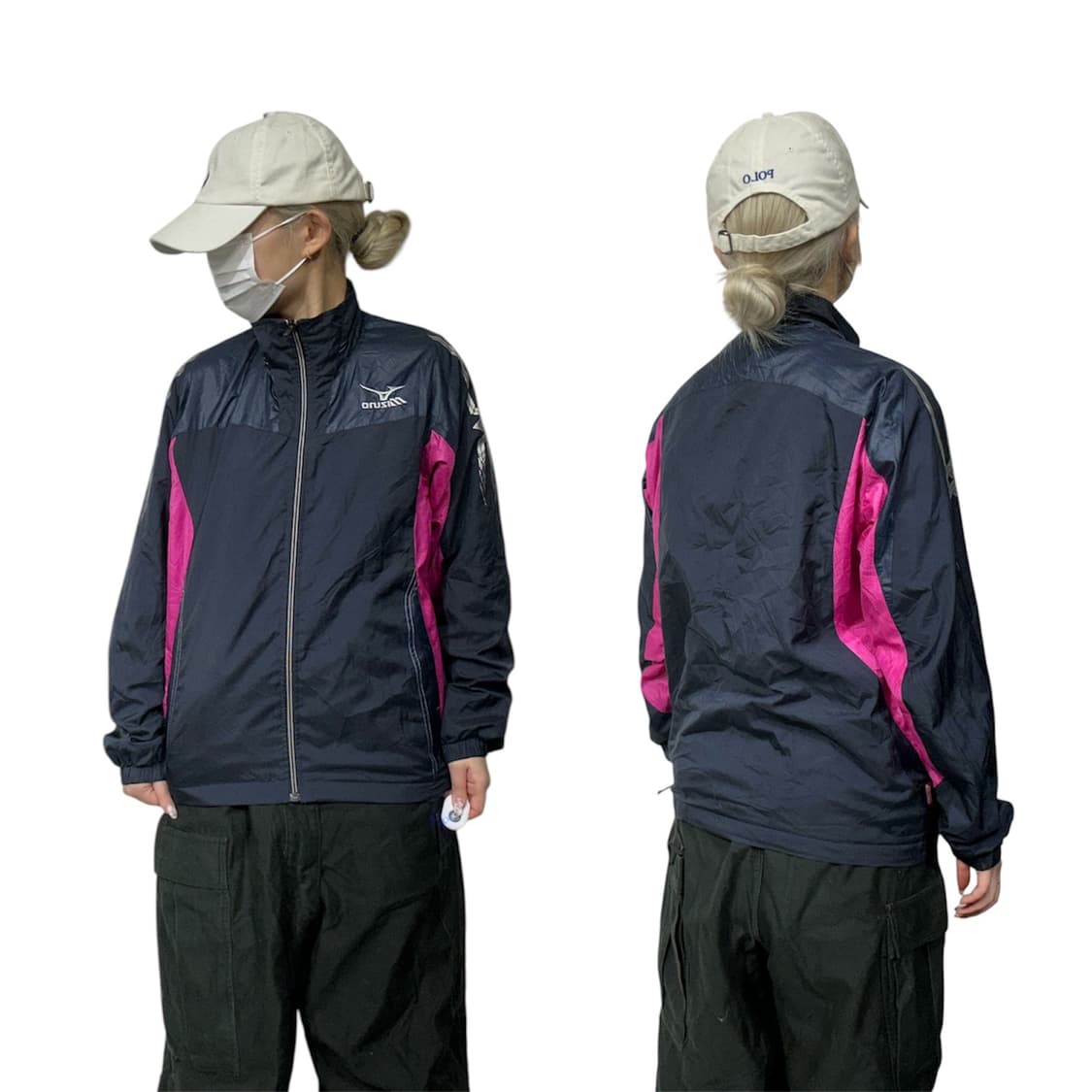 미즈노 네이비 올드스쿨 핑크 오버핏 트랙 자켓 S 상품이미지1