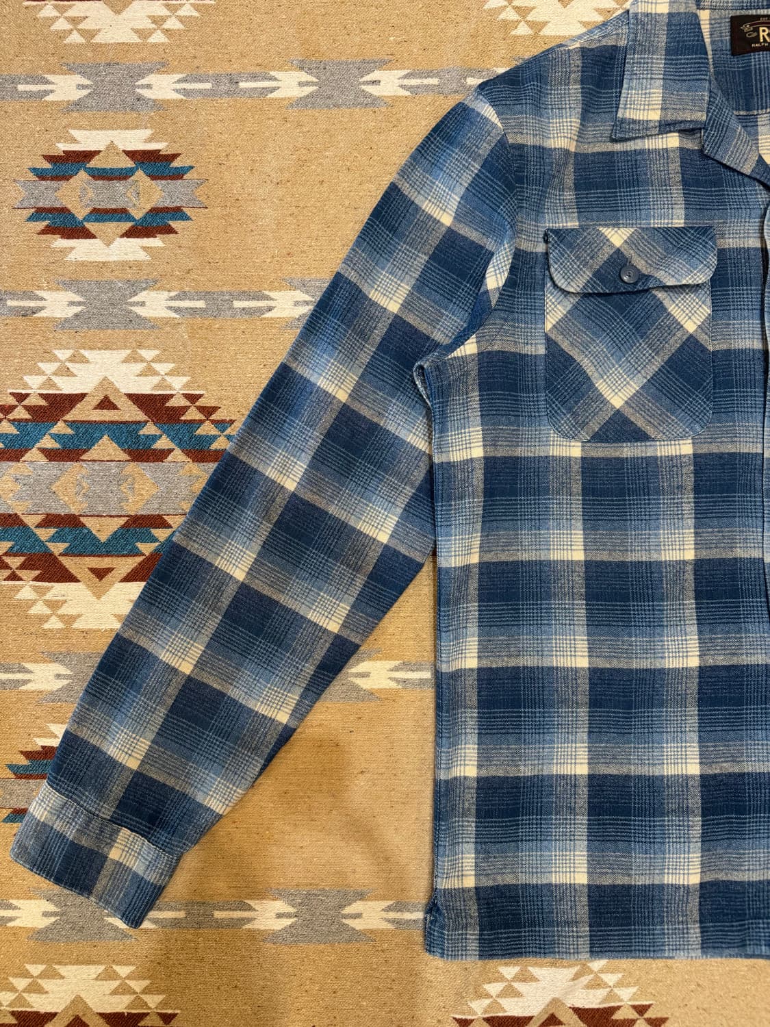 [M] 더블알엘 RRL 마드라스 캠프 셔츠 블루  상품이미지4