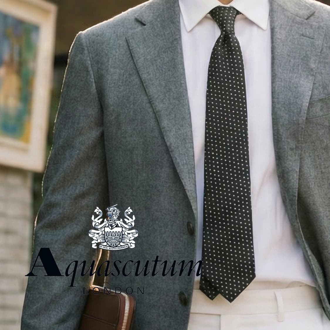 아쿠아스큐텀 실크 블랙 도트 패턴 넥타이 7.1cm A+등급 E703 상품이미지1