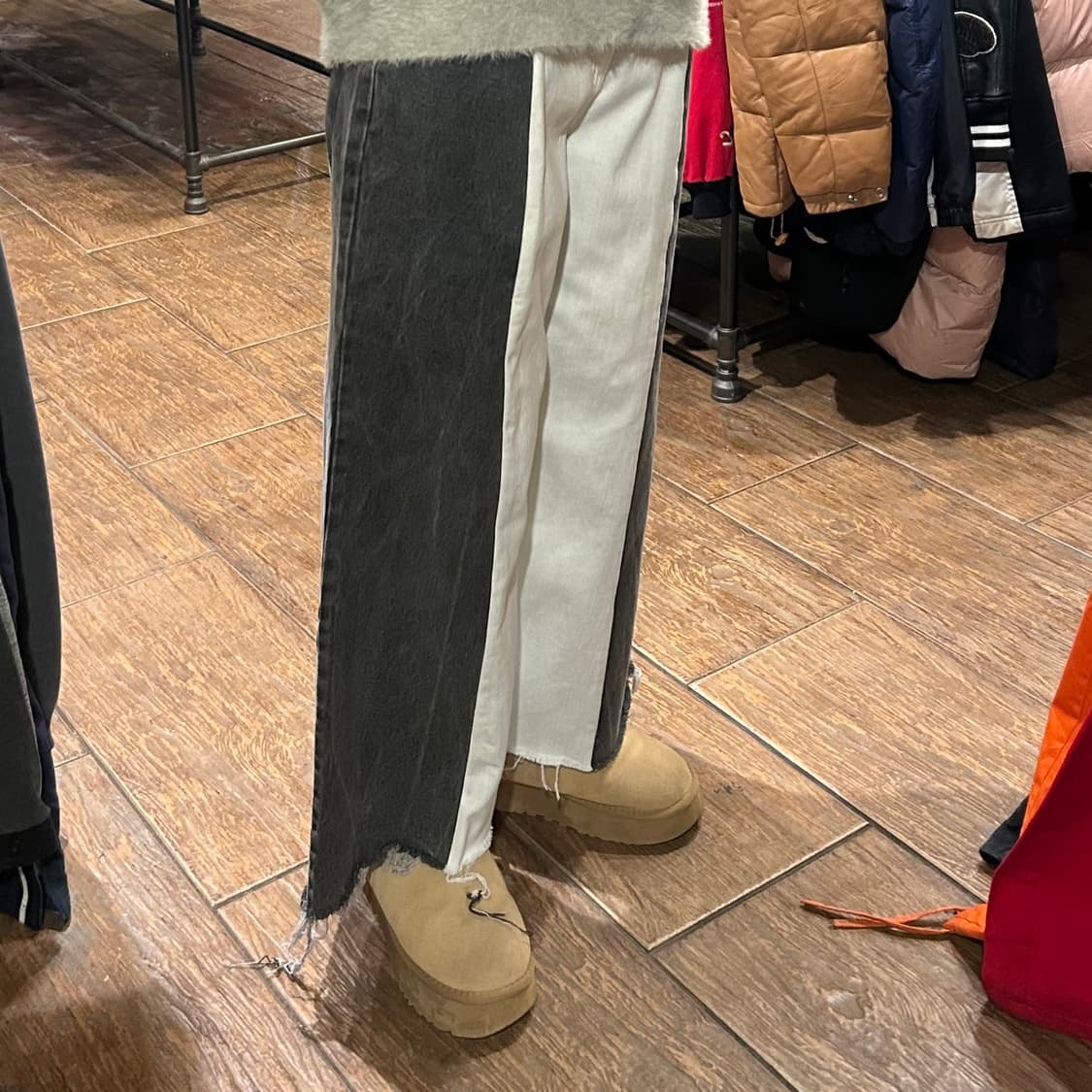 [HI] 리 투톤 와이드 데님 팬츠 상품이미지2