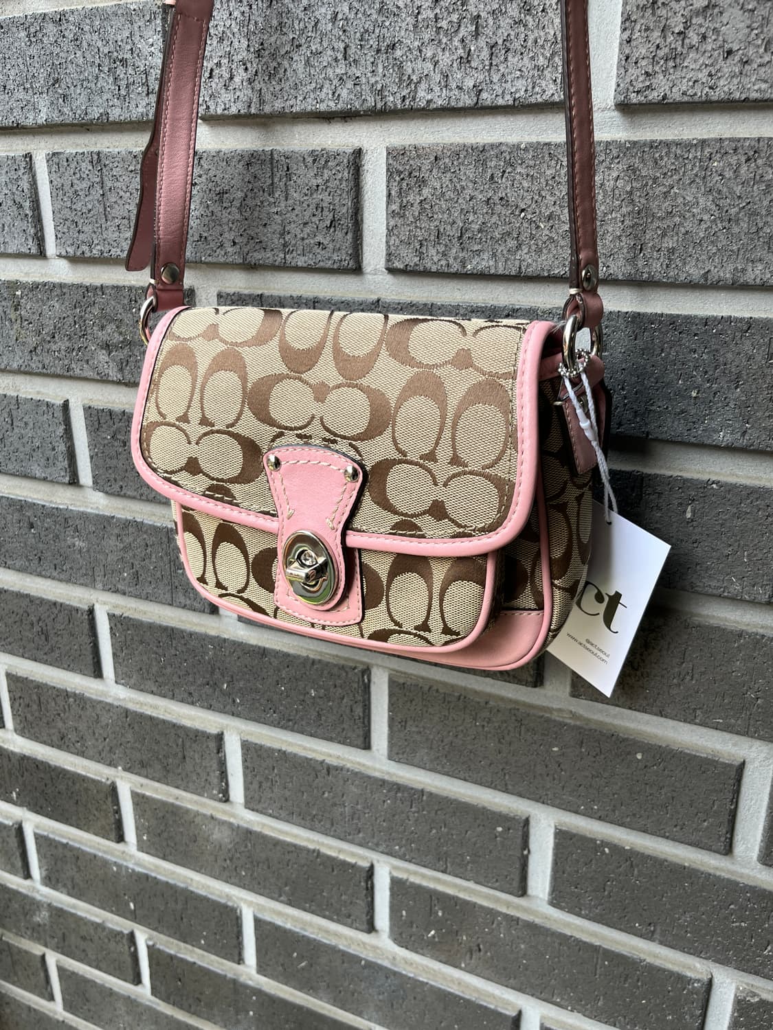 00s Coach 코치 콤비 턴락 백 핑크 상품이미지4